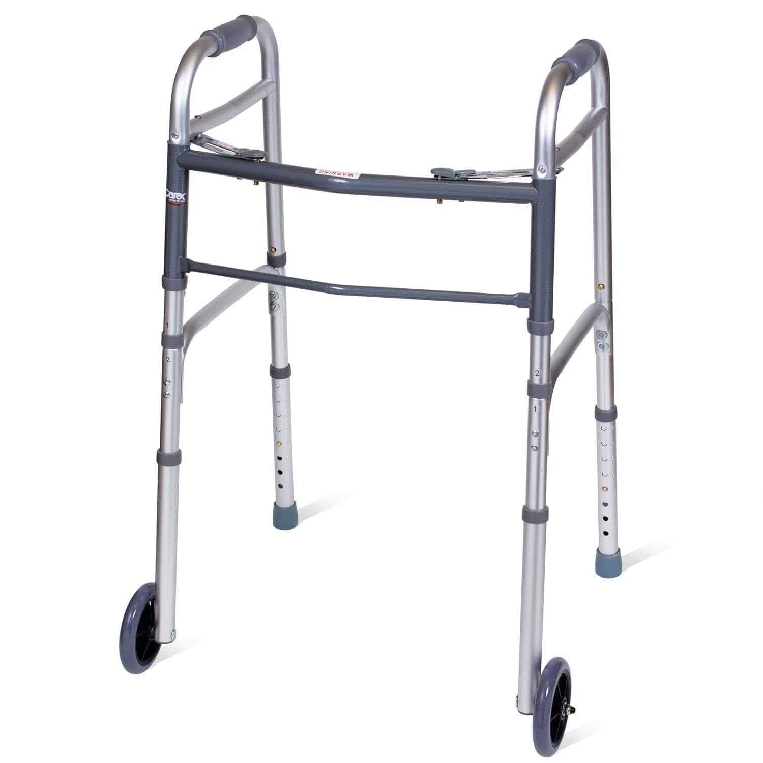 Carex Folding Walker with Wheels Height Adjustable 30