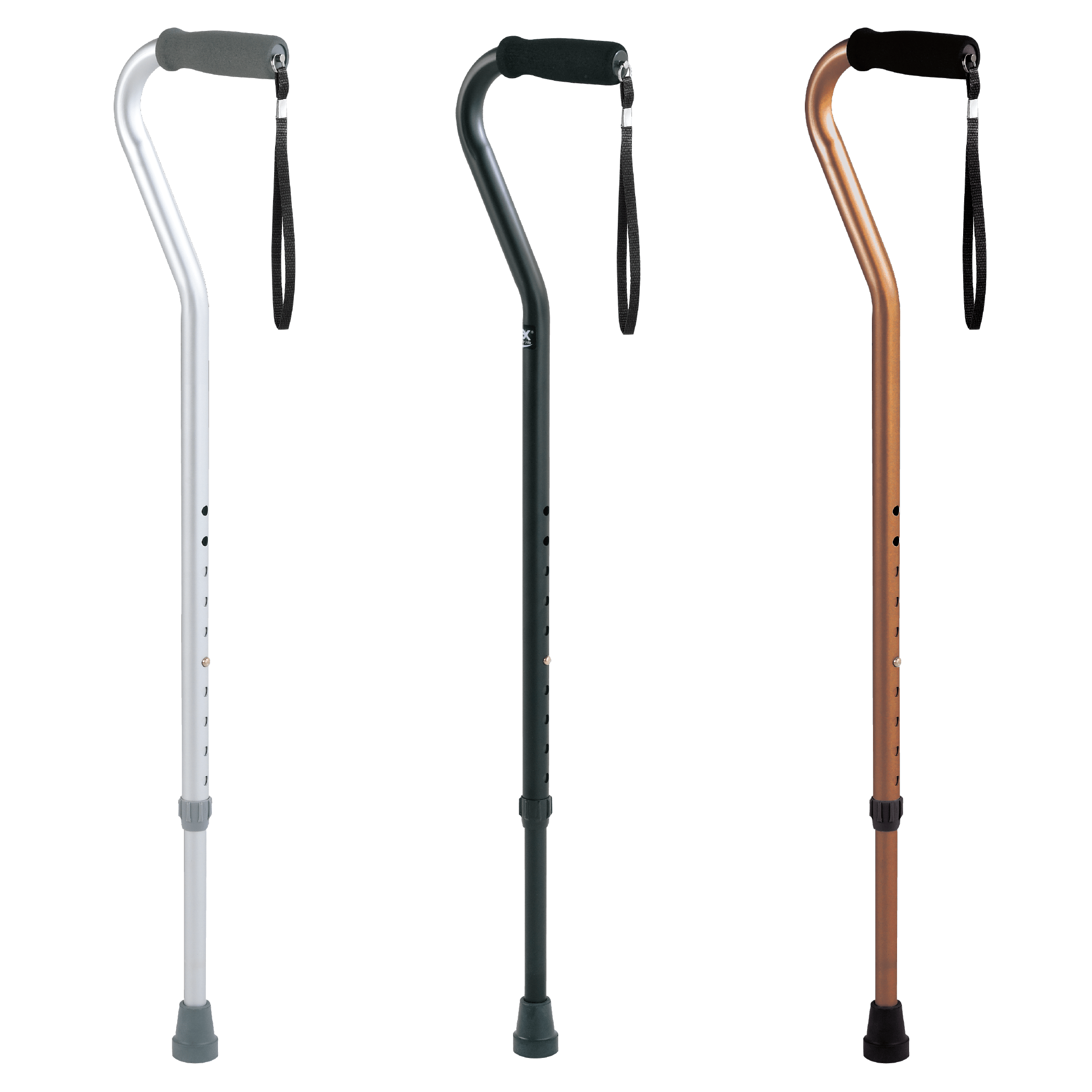 Carex Offset Aluminum Cane with Cushioned Grip and Wrist Strap - Carex Health Brands