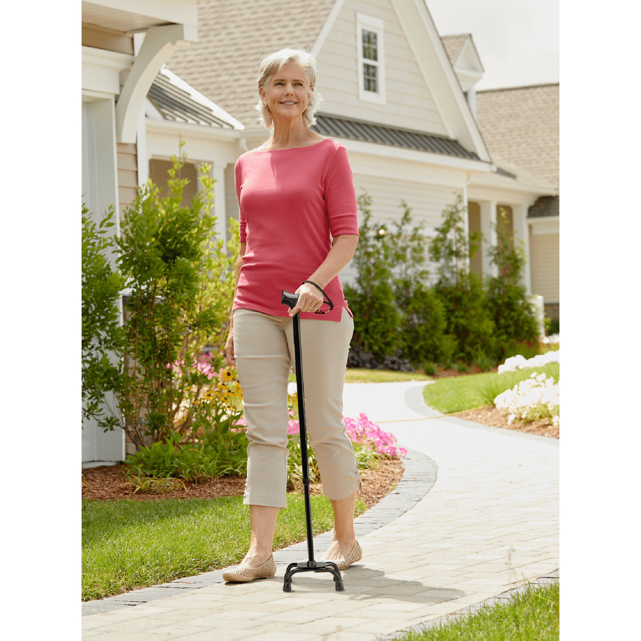 Carex Small Base Quad Cane with Soft Grip Derby Handle - Carex Health Brands